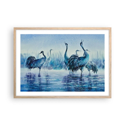 Poster în ramă de stejar deschis - Întâlnirea de dimineață - 70x50 cm