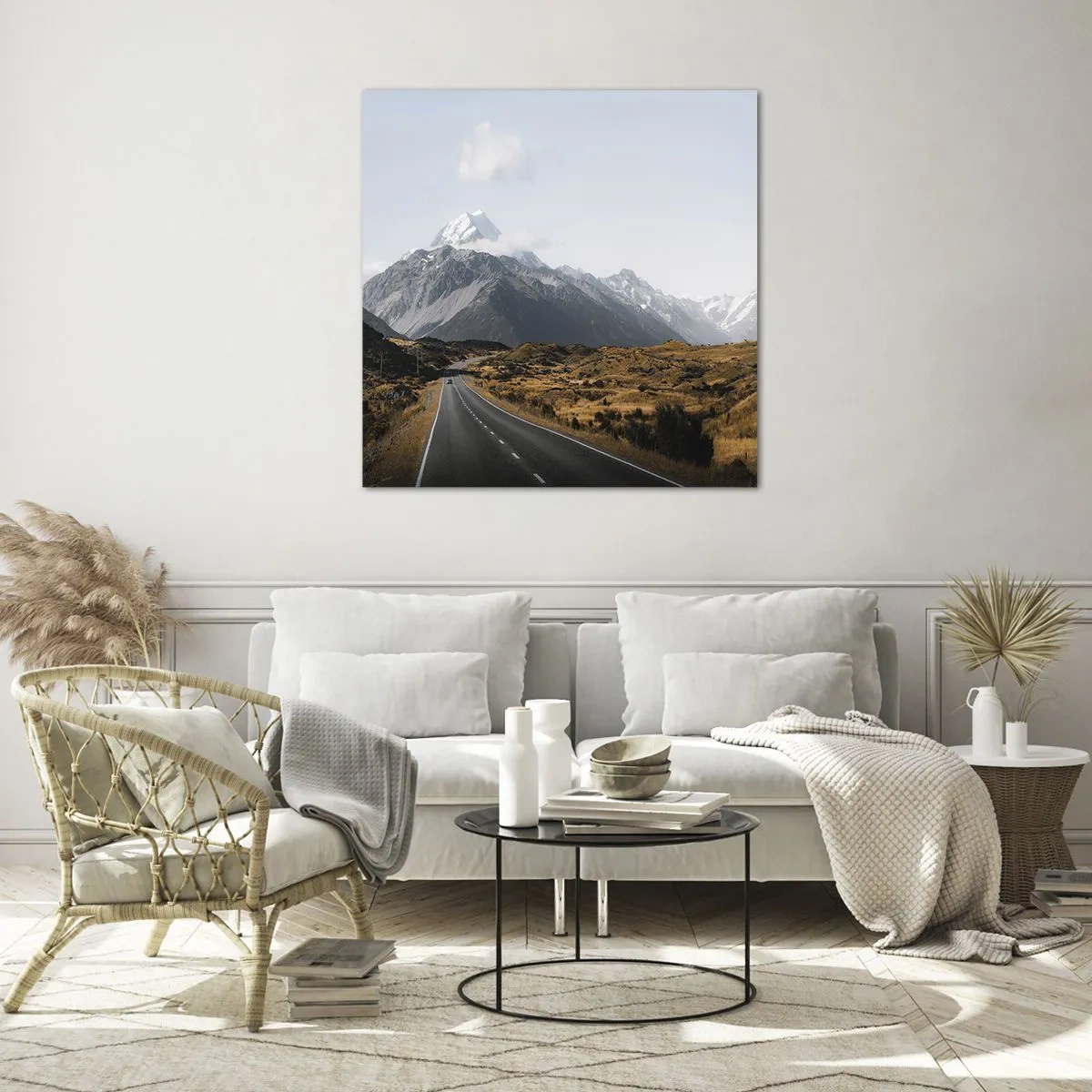 Tablou pe sticlă - Drumul spre inima munților - 60x60 cm