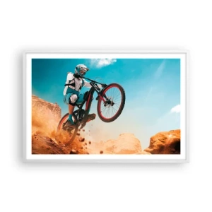Poster în ramă albă - Nebunia demonului bicicletei - 91x61 cm