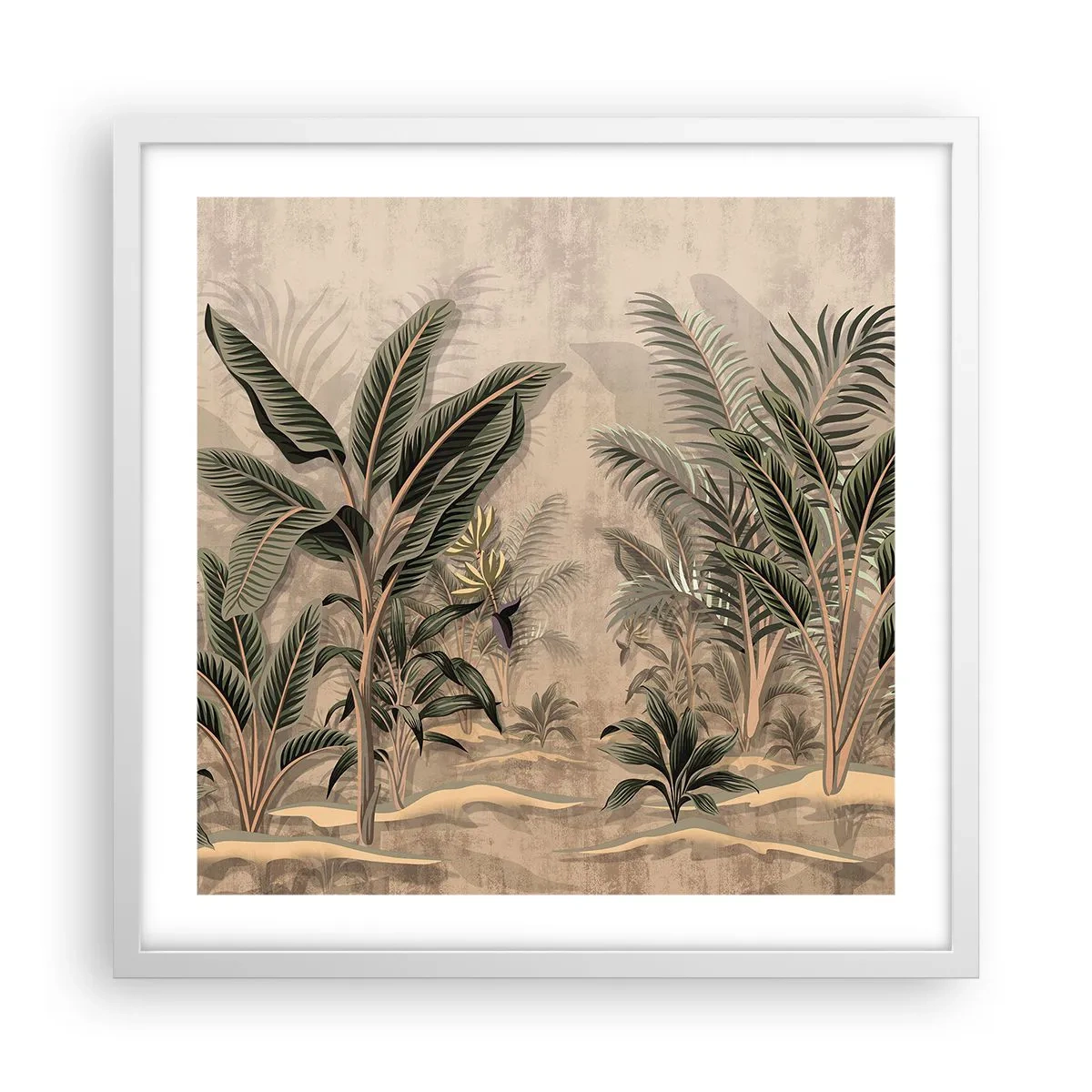 Poster în ramă albă - Gravură în stil colonial - 50x50 cm