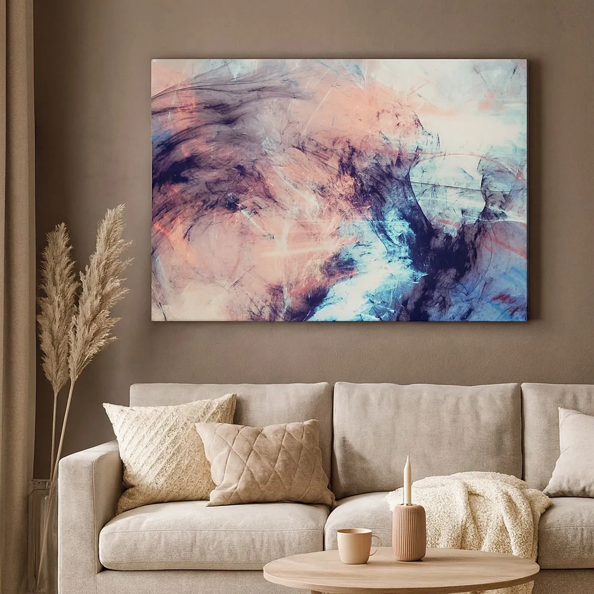 Tablou pe pânză Canvas - Compoziție abstractă în tonuri pastelate și întunecate - 70x50cm - Simte vântul - Decorațiune modernă pentru perete pentru living și dormitor ARTTOR