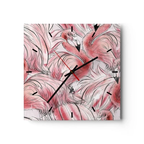 Ceas de perete - Ceas pe sticlă - Corpul de balet al păsărilor - 30x30 cm
