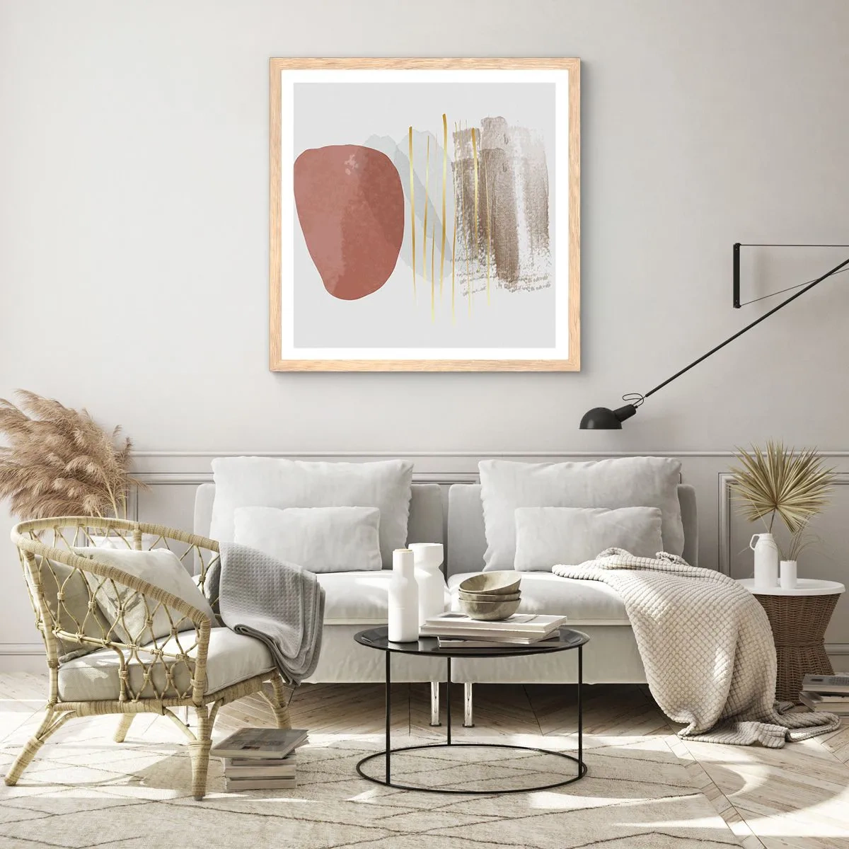 Poster în ramă de stejar deschis - Colonadă abstractă - 40x40 cm