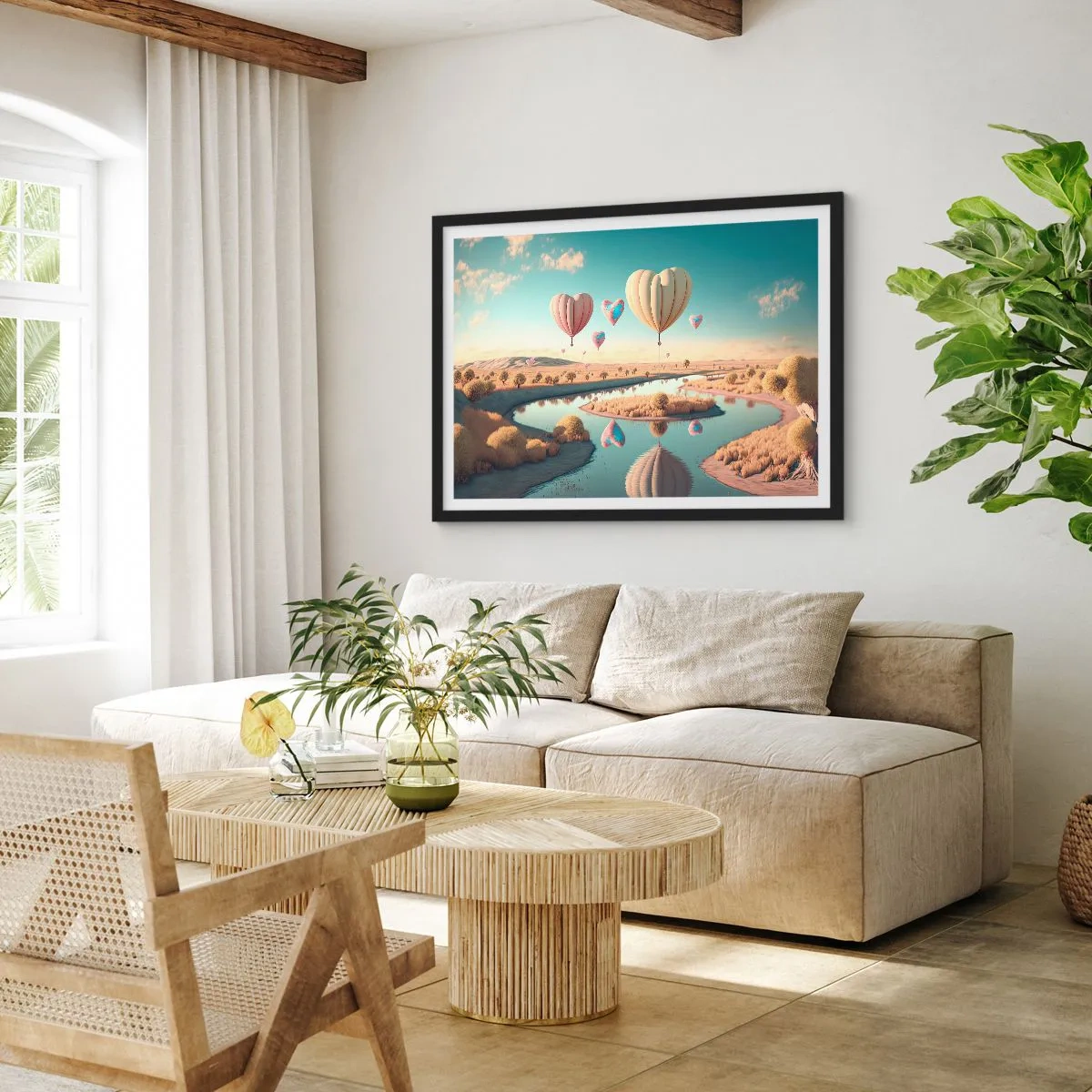 Poster în ramă neagră - Iubirea ne înalță - 70x50 cm