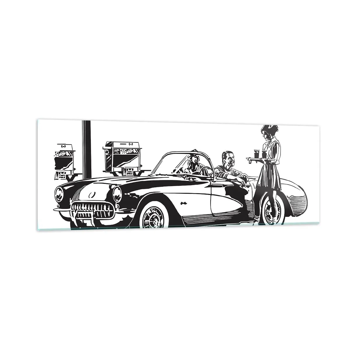 Tablou pe sticlă - 60. - America fără griji - 90x30 cm