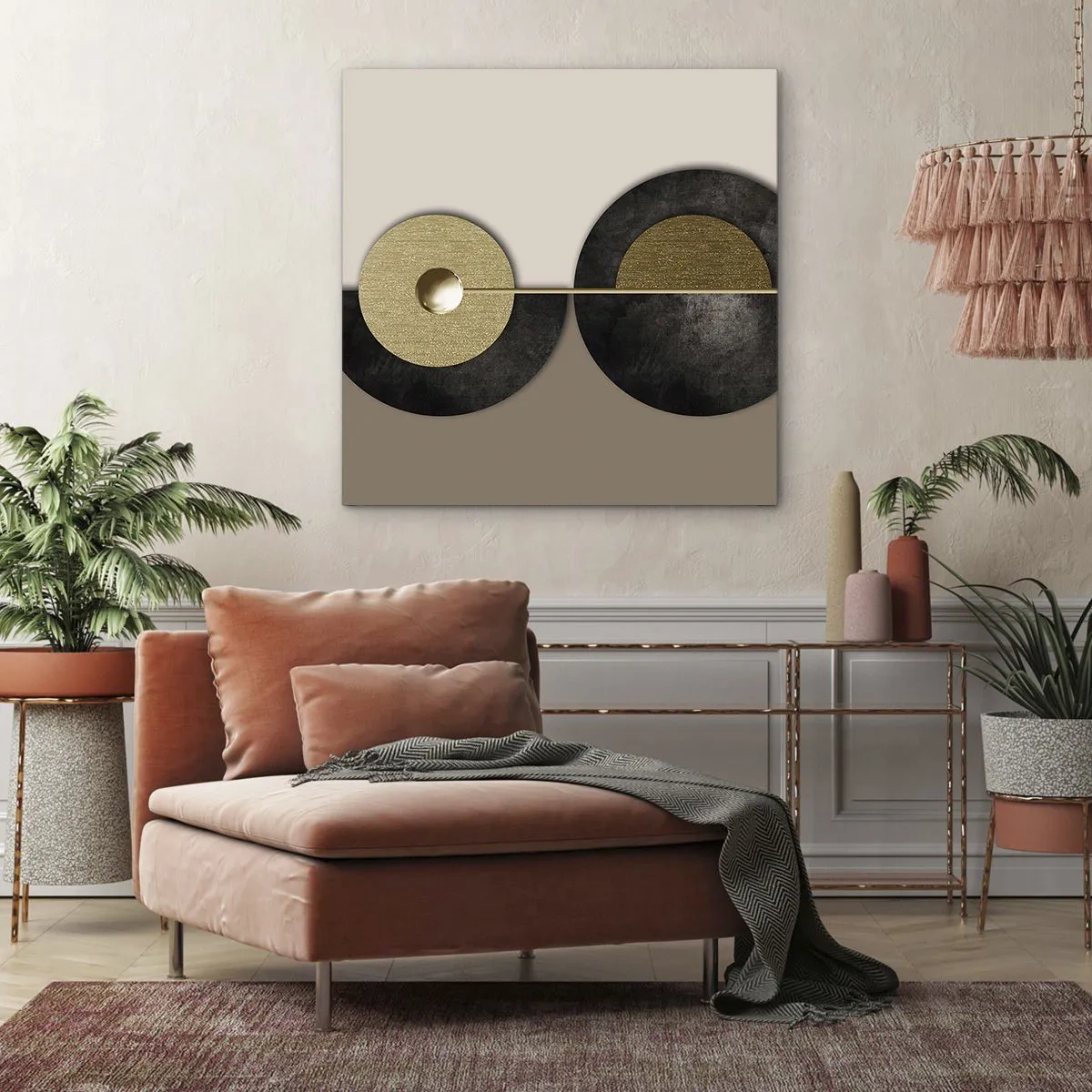 Tablou pe pânză - Variații în jurul unui cerc - 60x60 cm