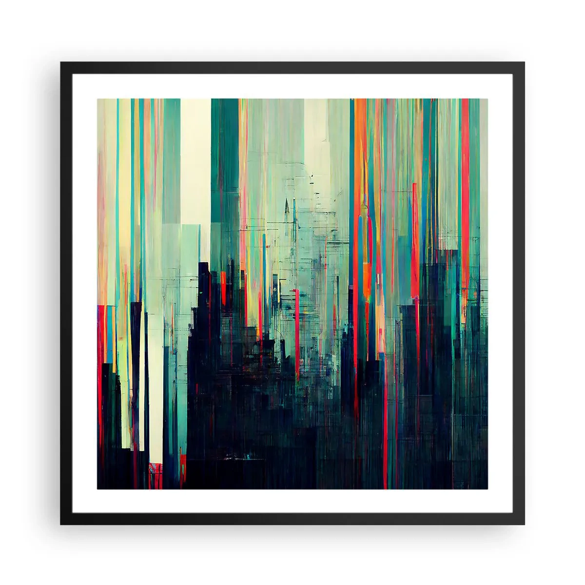 Poster în ramă neagră - Oraș futurist - 60x60 cm