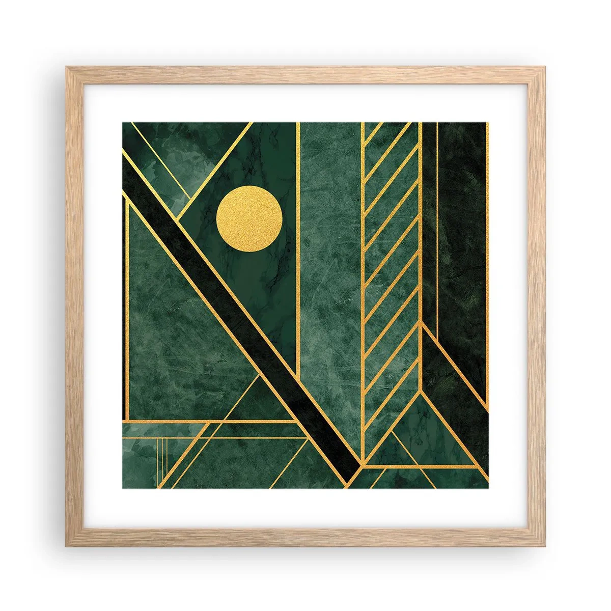 Poster în ramă de stejar deschis - Dinamica aurului și a azurului - 40x40 cm