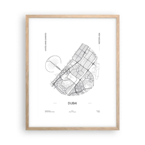 Poster în ramă de stejar deschis - Anatomia Dubaiului - 40x50 cm