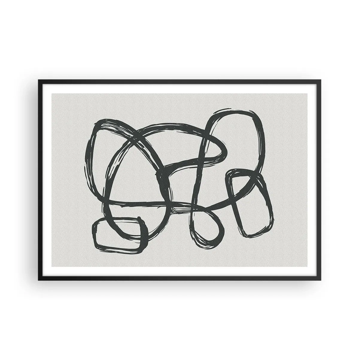 Poster în ramă neagră - Abstracție în buclă - 100x70 cm