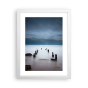 Poster în ramă albă - Un lac în ceața calmă - 30x40 cm