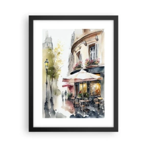 Poster în ramă neagră - Dimineață pariziană - 30x40 cm