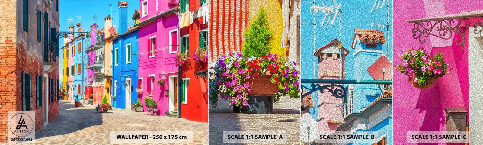 Mostră tapet Premium Sand - Orașul "Sub papagali" - Oraș, Italia, Arhitectură - 100x30 cm