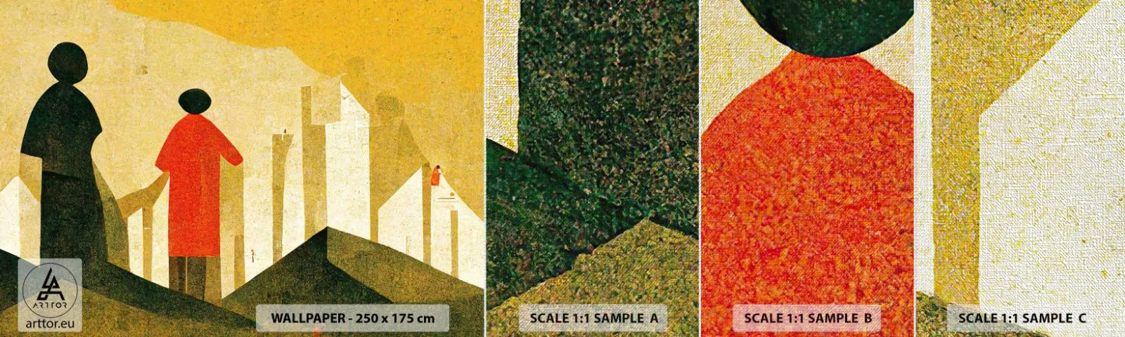 Mostră tapet Premium Canvas - Încă un drum lung de parcurs - oameni, Simbolism, Bucată - 100x30 cm