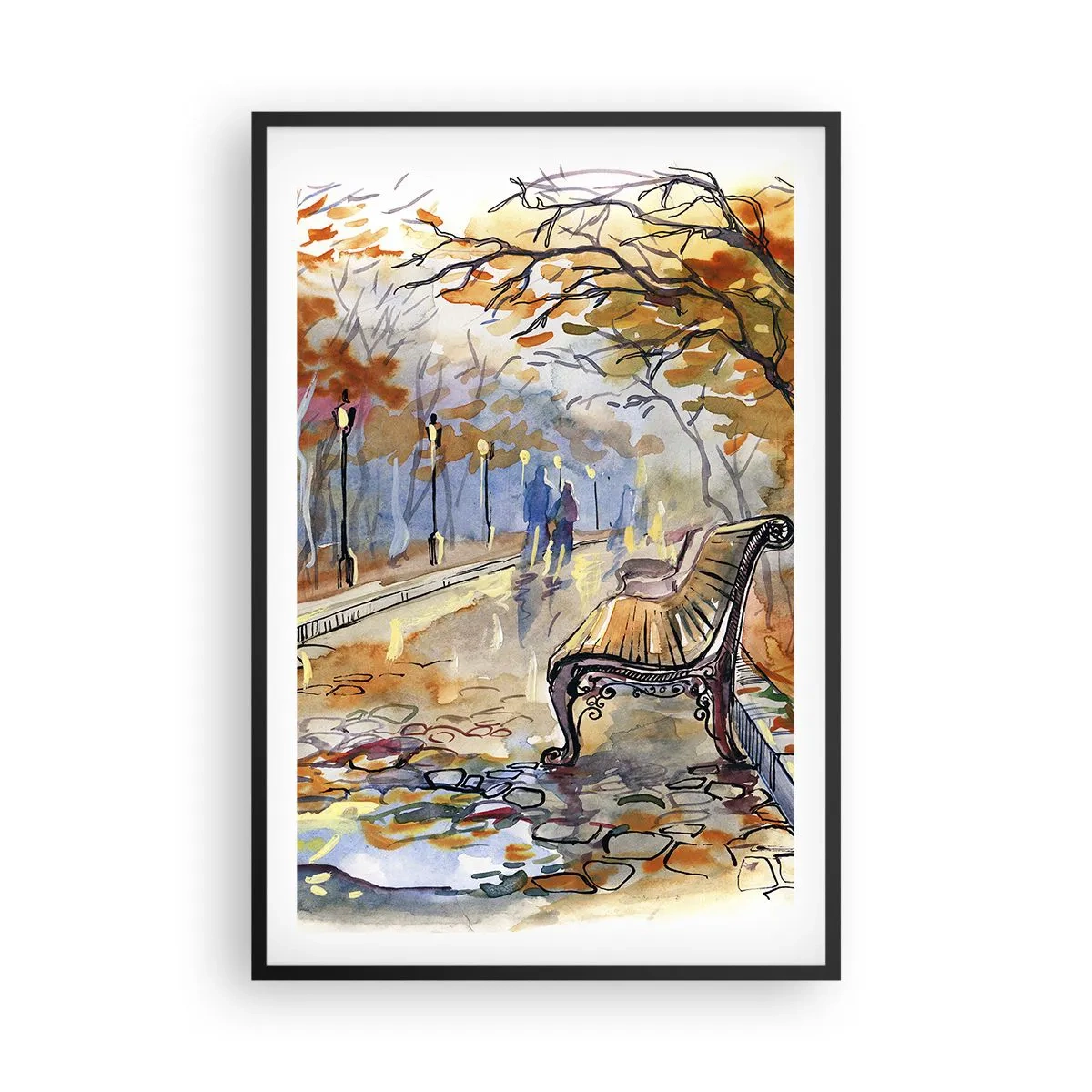 Poster în ramă neagră - Pășim împreună în toamnă - 61x91 cm