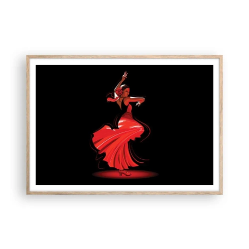 Poster în ramă de stejar deschis - Spiritul înflăcărat al flamenco-ului - 100x70 cm