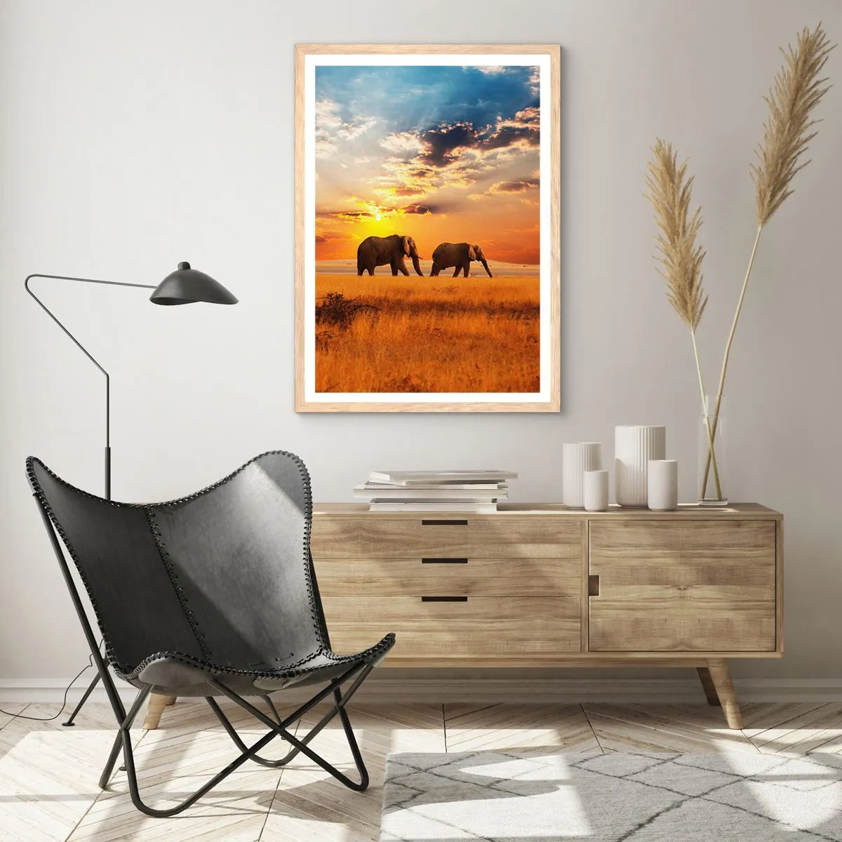 Poster în ramă de stejar deschis - Plimbare în familie - 50x70 cm