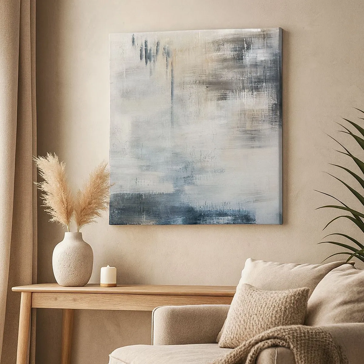 Tablou pe pânză - În spatele unui voal albastru - 30x30 cm