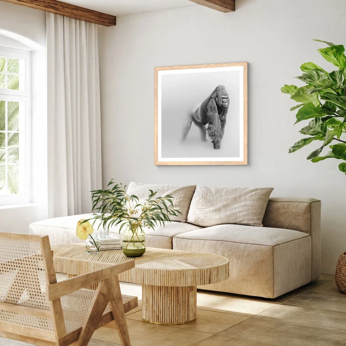 Poster în ramă de stejar deschis - Încrezător în puterea lui - 60x60 cm