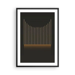 Poster în ramă neagră - Compoziție geometrică a liniilor verticale în întuneric - 50x70cm - Explorați întunericul - Decorațiune modernă pentru perete pentru living și dormitor ARTTOR