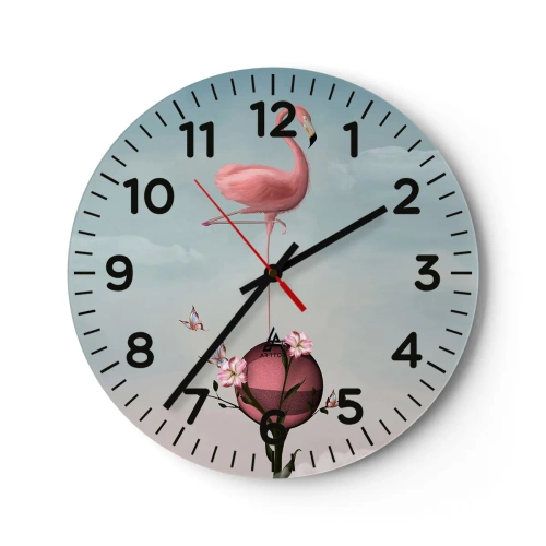 Ceas de perete - Ceas pe sticlă - Alegoria mingii de baschet - 30x30 cm