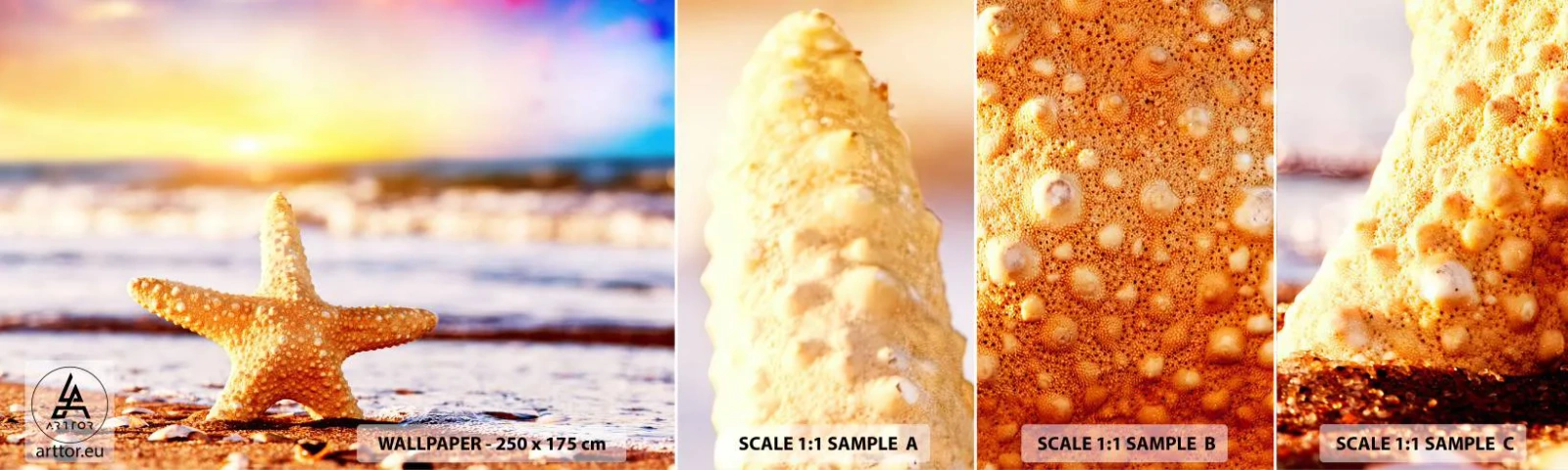 Mostră tapet autocolant Deluxe Sticker - Cadou maritim - Stea de mare, plajă, Ocean - 100x30 cm