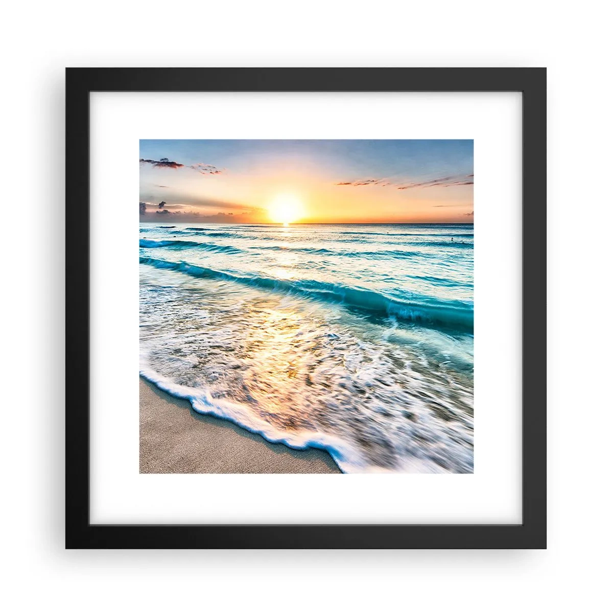 Poster în ramă neagră - Priveliștea cu apus de soare - 30x30 cm