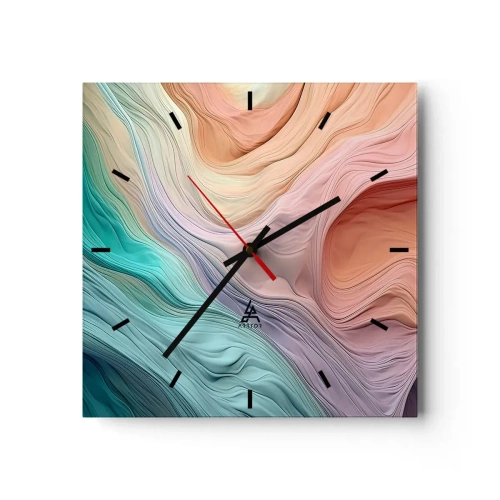 Ceas de perete - Ceas pe sticlă - Valul curcubeu - 40x40 cm