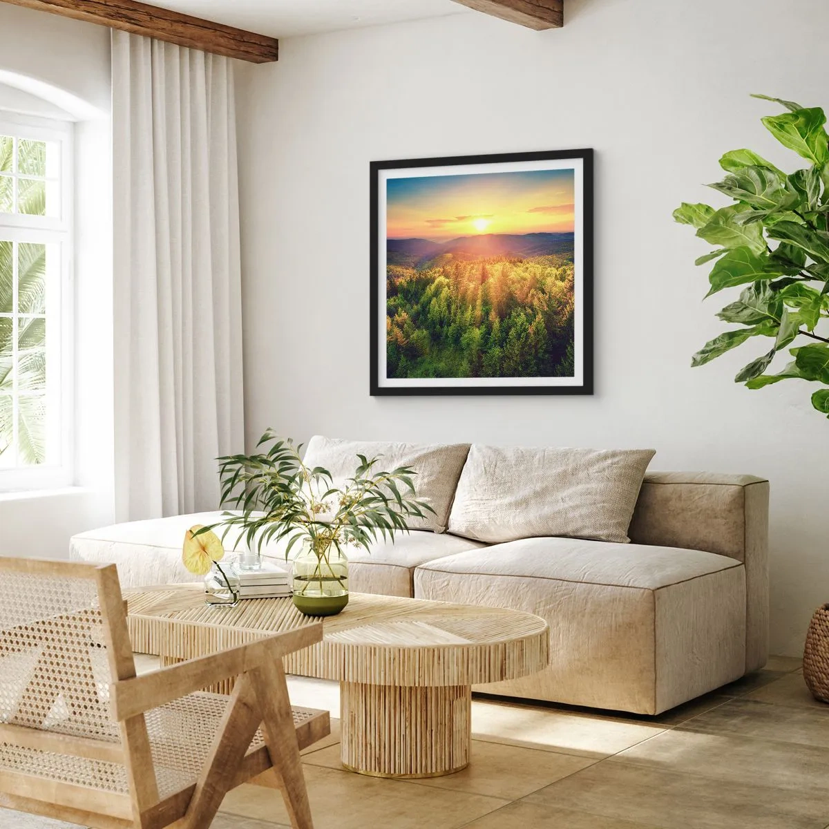 Poster în ramă neagră - Vârfuri și culmi - 60x60 cm