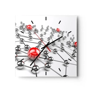 Ceas de perete - Ceas pe sticlă - Plasă de argint - 40x40 cm