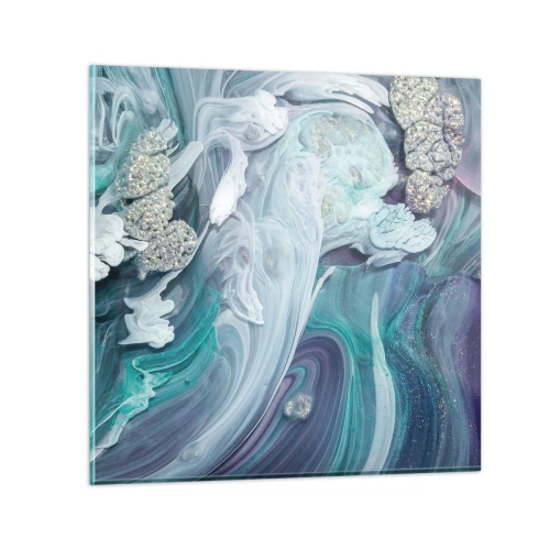 Tablou pe sticlă - Râuri de albastru - 30x30 cm