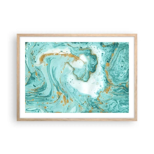 Poster în ramă de stejar deschis - Sub marele val al perioadei Edo - 70x50 cm