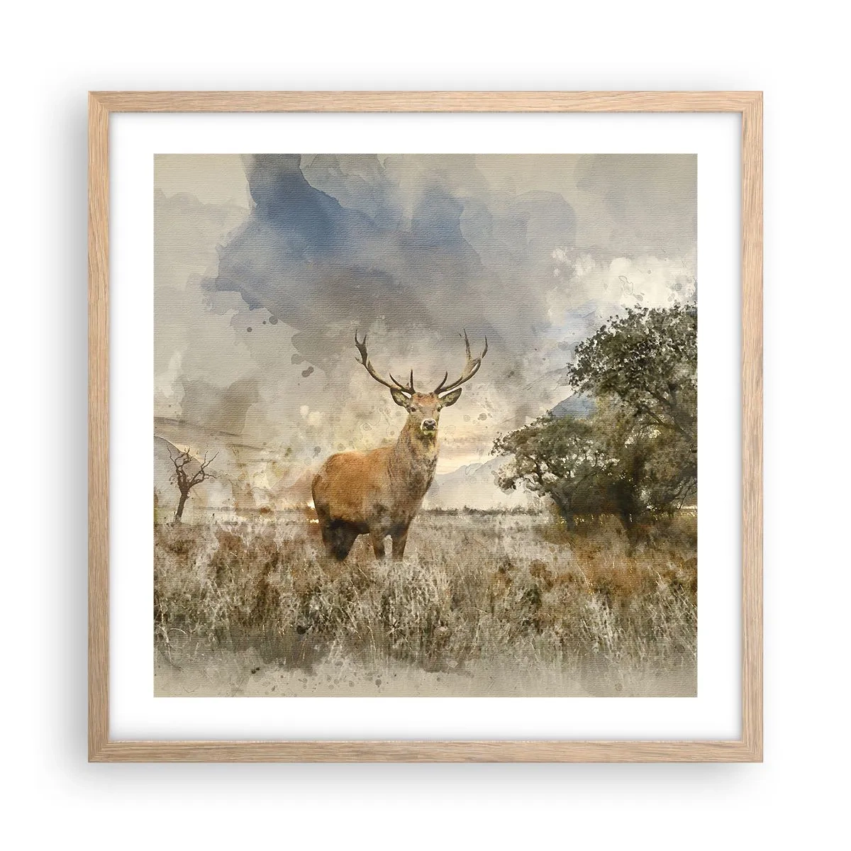 Poster în ramă de stejar deschis - Demnitate - putere - măreție - 50x50 cm