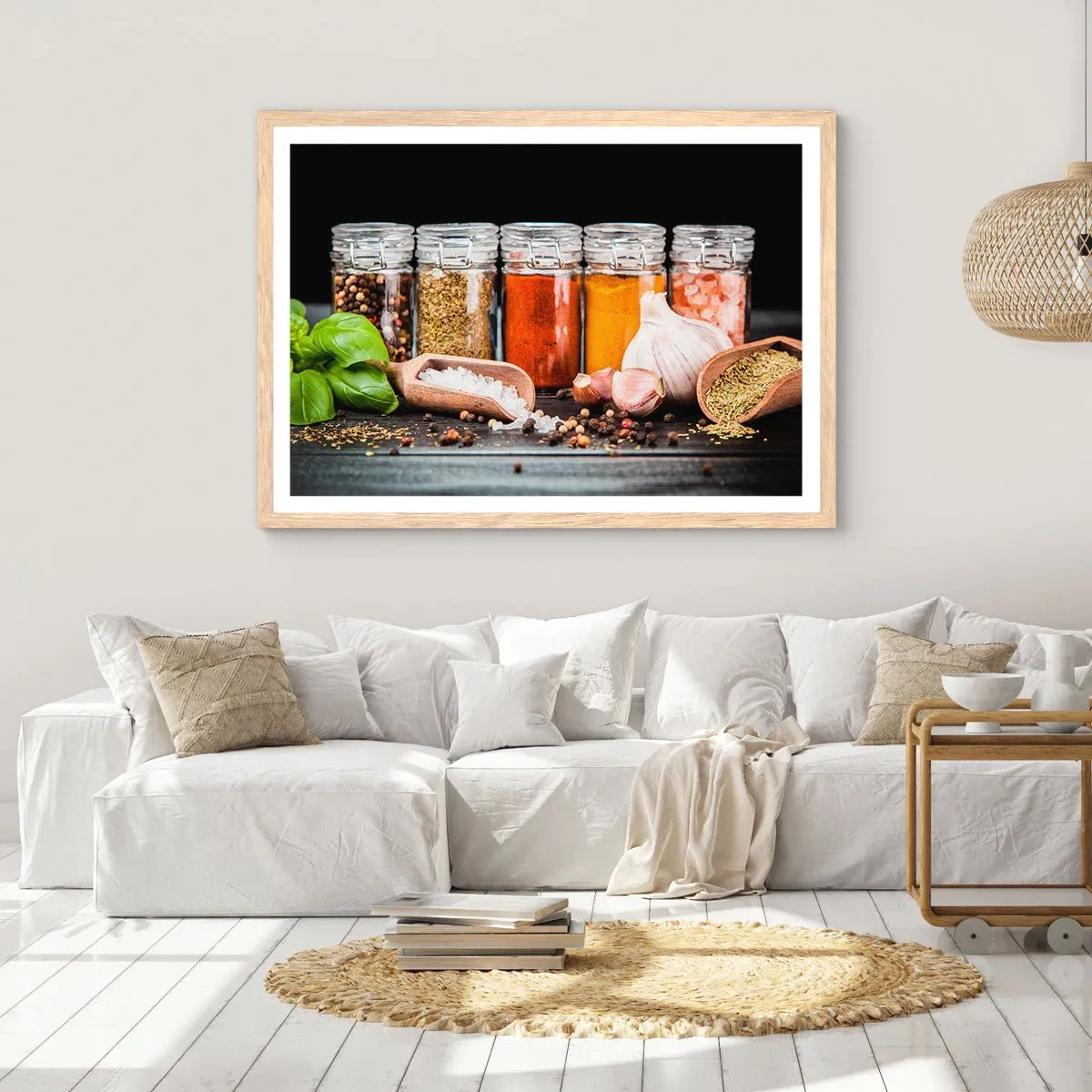 Poster în ramă de stejar deschis - Pentru a da un gust vieții - 100x70 cm