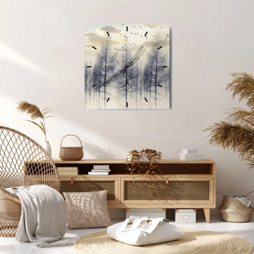 Ceas de perete - Ceas pe sticlă - Spiritele pădurii - 40x40 cm
