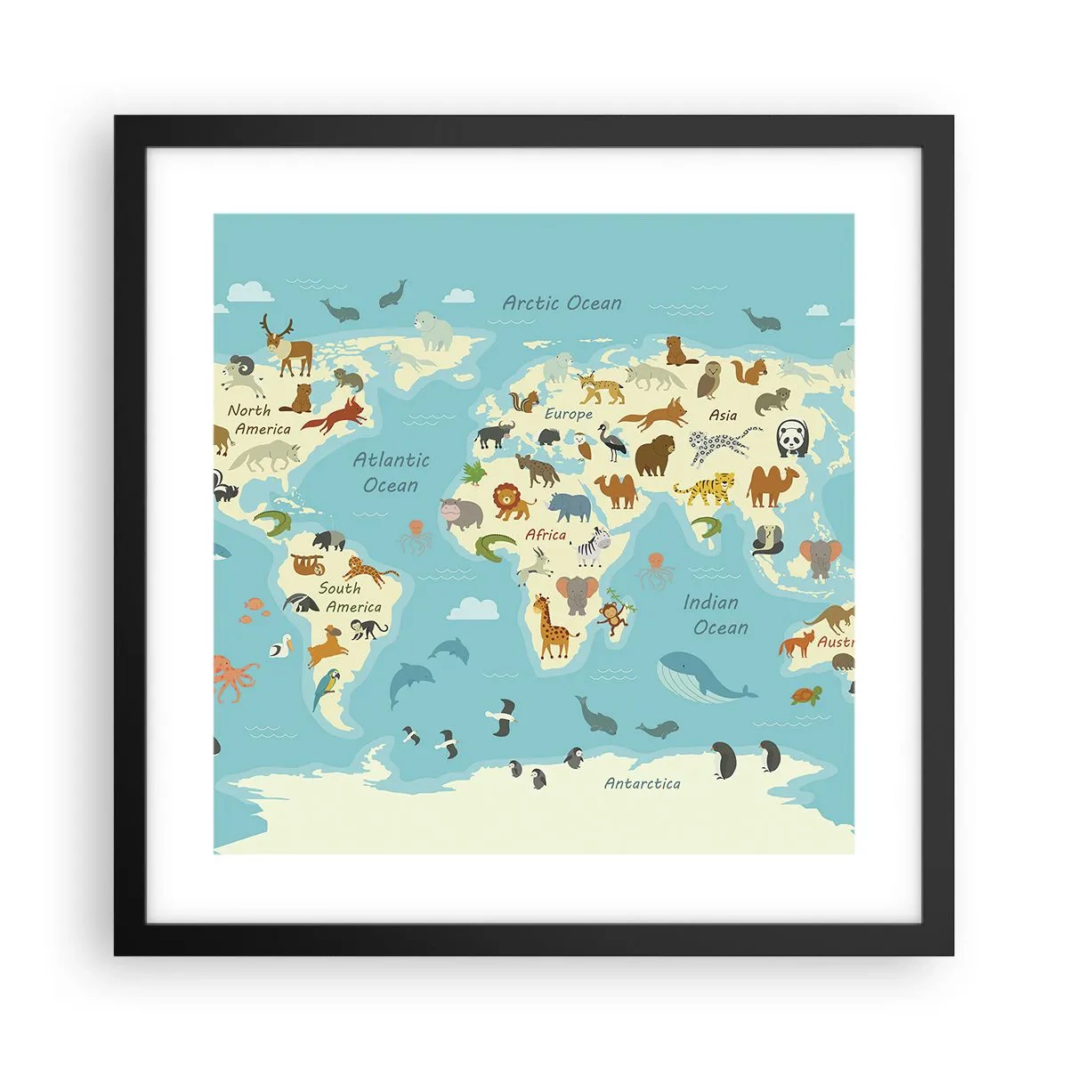 Poster în ramă neagră - Vecini buni - 40x40 cm