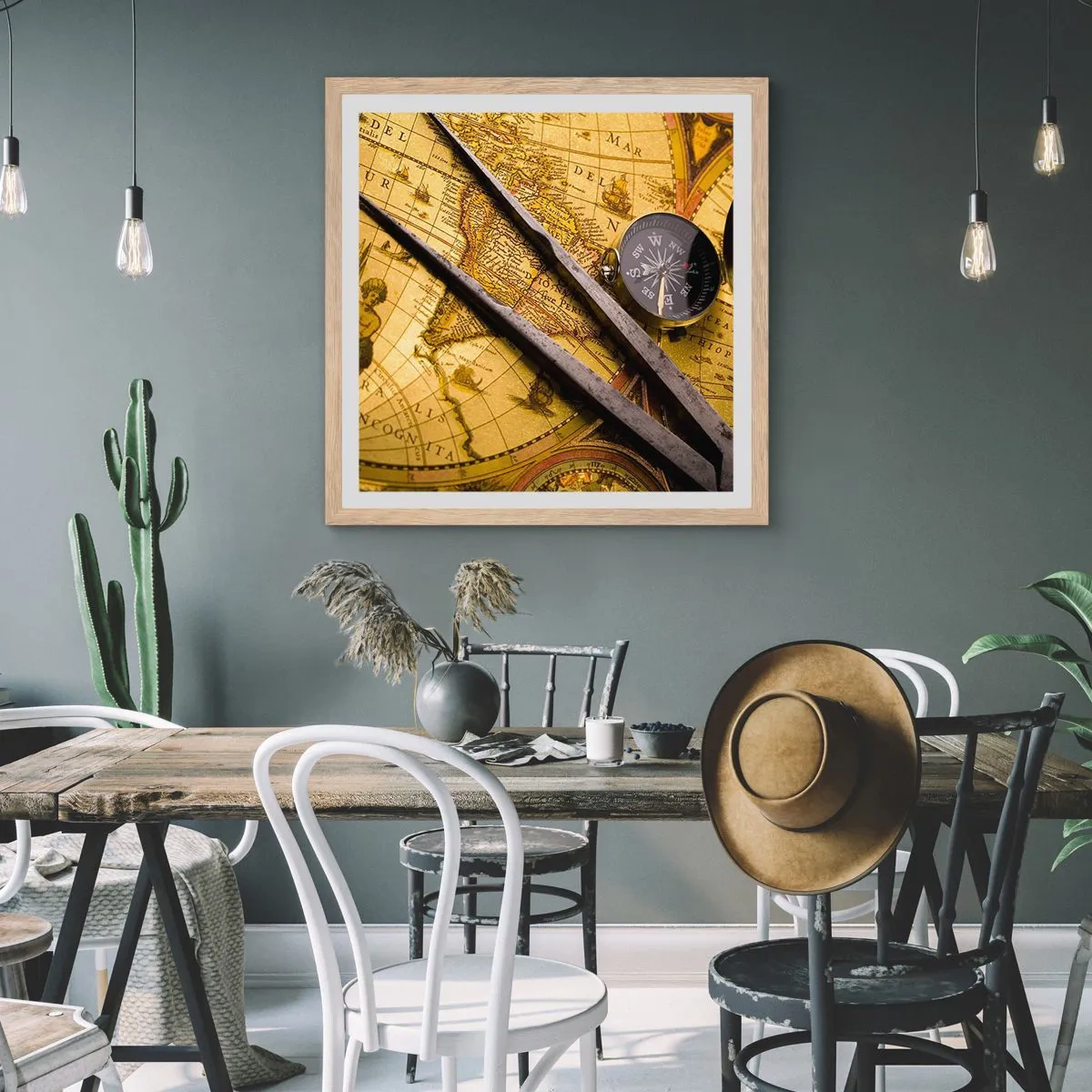 Poster în ramă de stejar deschis - Unde sunt aceste comori? - 30x30 cm