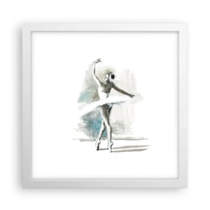 Poster în ramă albă - Fermecată într-o lebădă - 30x30 cm
