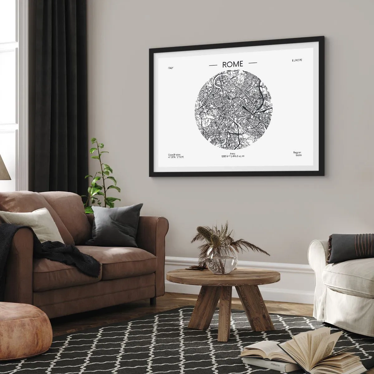 Poster în ramă neagră - Anatomia Romei - 100x70 cm