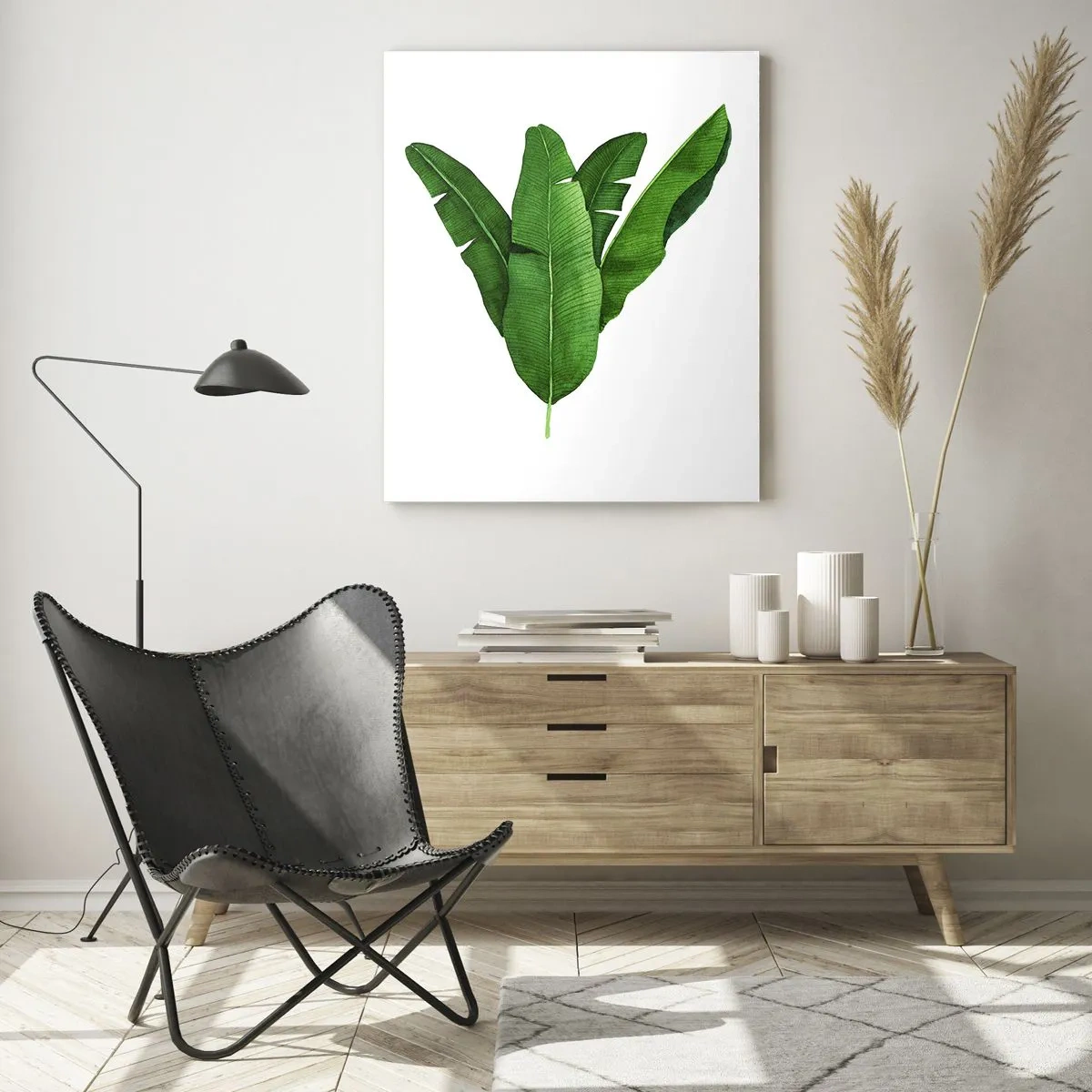 Tablou pe sticlă - Simetrie verde - 50x70 cm