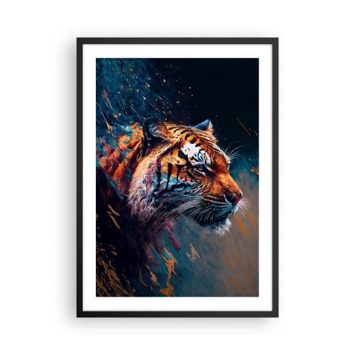 Poster în ramă neagră - Un portret dinamic al unui tigru într-un stil artistic - 50x70cm - Frumusețe sălbatică - Decorațiune modernă pentru perete pentru living și dormitor ARTTOR