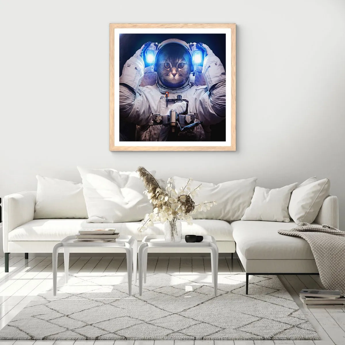 Poster în ramă de stejar deschis - Houston, aveți o problemă - 40x40 cm