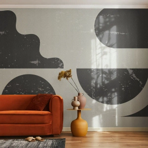 Tapet Autoadeziv Deluxe Sticker - Compoziție deasupra și dedesubt - Abstracția, alb-negru, În vârstă - 300x210 cm