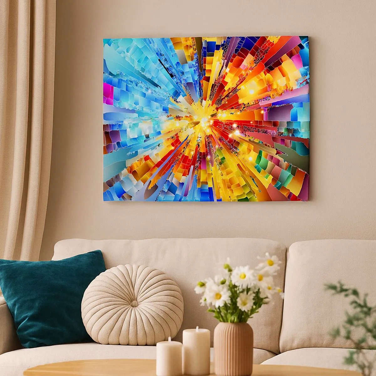 Tablou pe pânză Canvas - O explozie dinamică de culoare și lumină - 70x50cm - In medias res - Decorațiune modernă pentru perete pentru living și dormitor ARTTOR