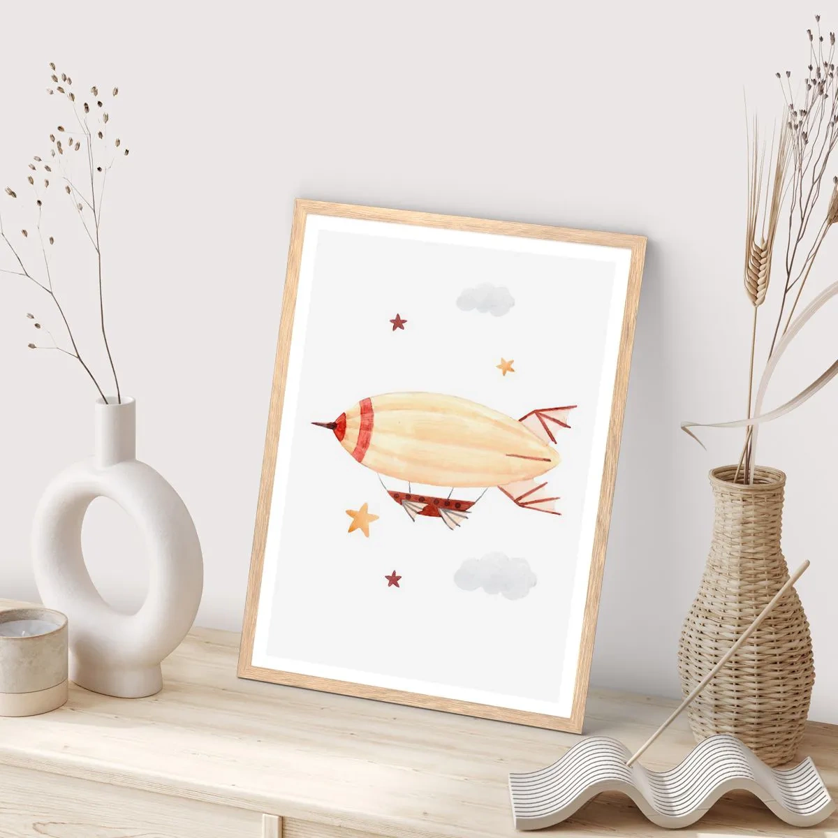 Poster în ramă de stejar deschis - Aeronava - 30x40 cm