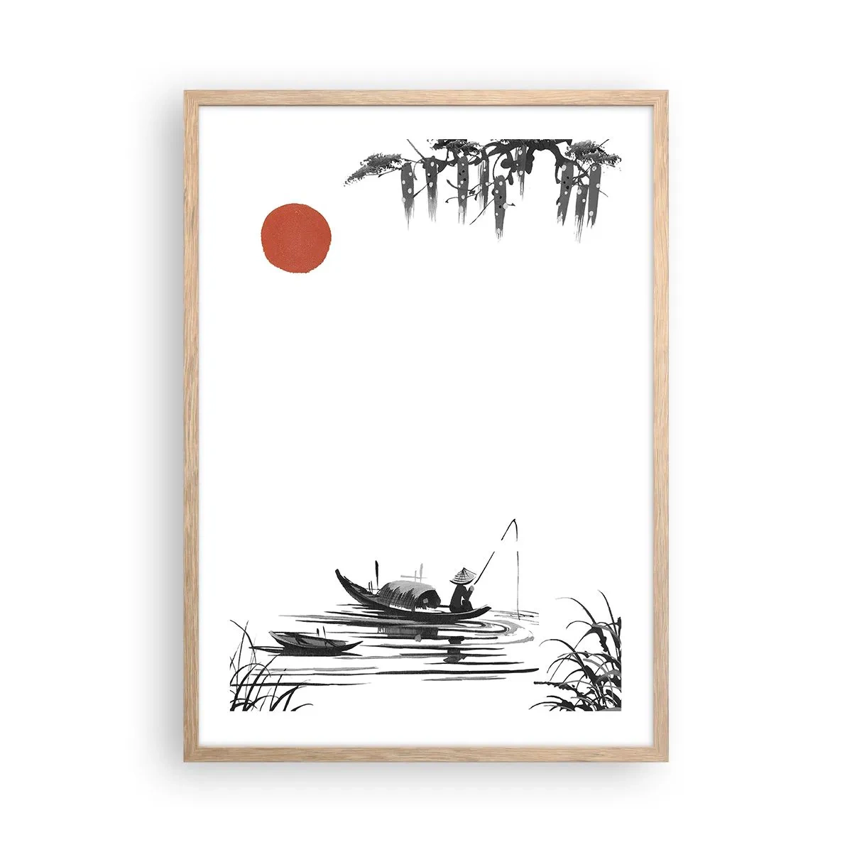 Poster în ramă de stejar deschis - O după-amiază asiatică - 50x70 cm