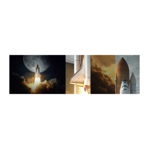 Mostră tapet autocolant Deluxe Sticker - Începutul unei aventuri nepământene - Luna, O rachetă spațială, NASA - 100x30 cm