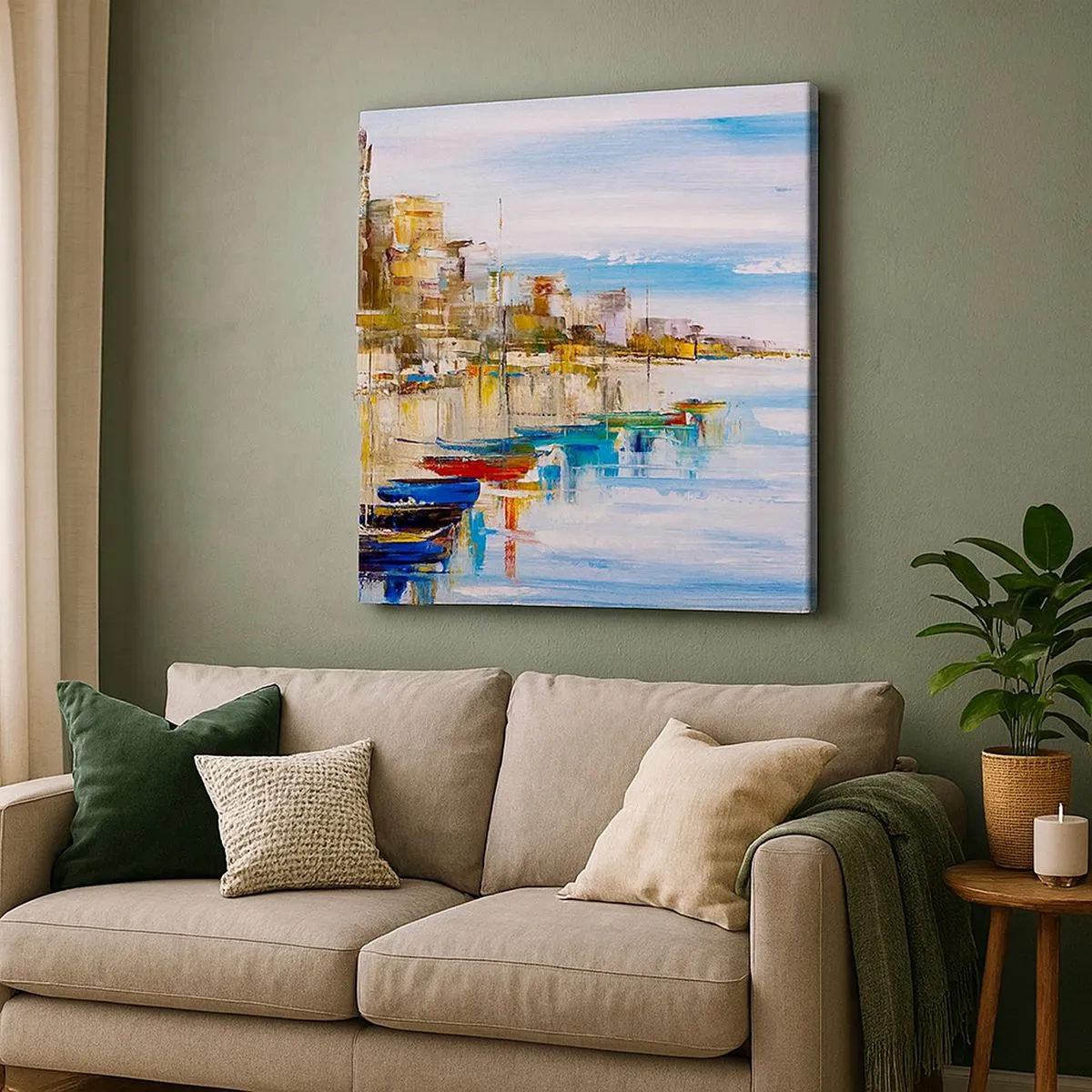 Tablou pe pânză - Port urban multicolor - 30x30 cm