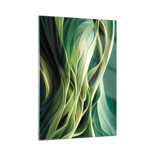 Tablou pe sticlă - Un joc abstract de verde - 50x70 cm