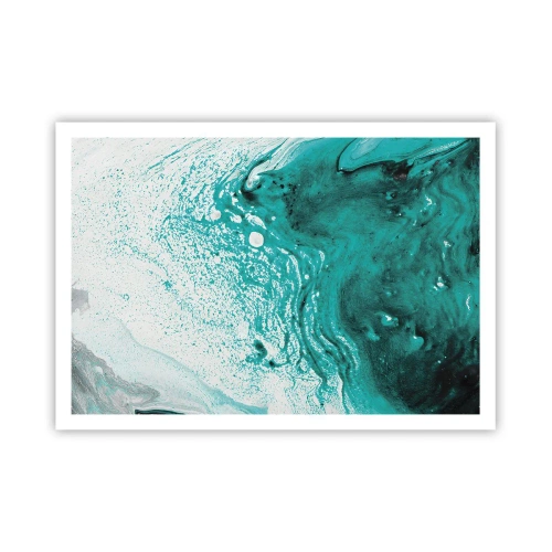 Poster - Dizolvându-se în alb și turcoaz - 100x70 cm